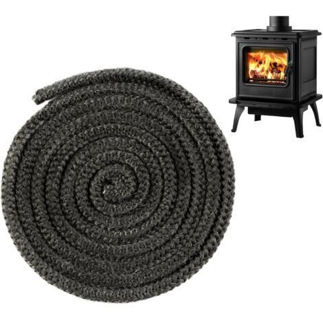 Joint Tressé pour Insert et Poêle 8mm x 4m, Joint d'Étanchéité en Fibre de Verre Remplacement,Joint Insert Cheminée pour Poele a Bois, Cheminée, Chaleur