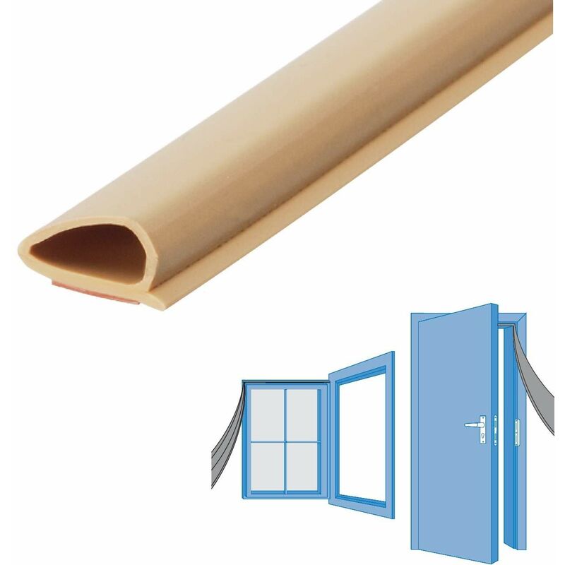 Joint universel autocollant adhésif pour portes intérieures et fenêtres 10 x 5mm Protection Froid Courants d'air Calfeutrage Rénovation Etanchéité