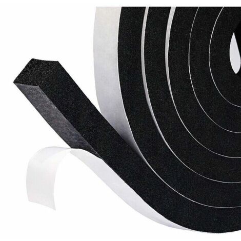 Joints adhésifs pour portes et fenêtres en mousse, bandes anti-vent pour base de porte 15 mm x 8 mm x 2 m (noir)