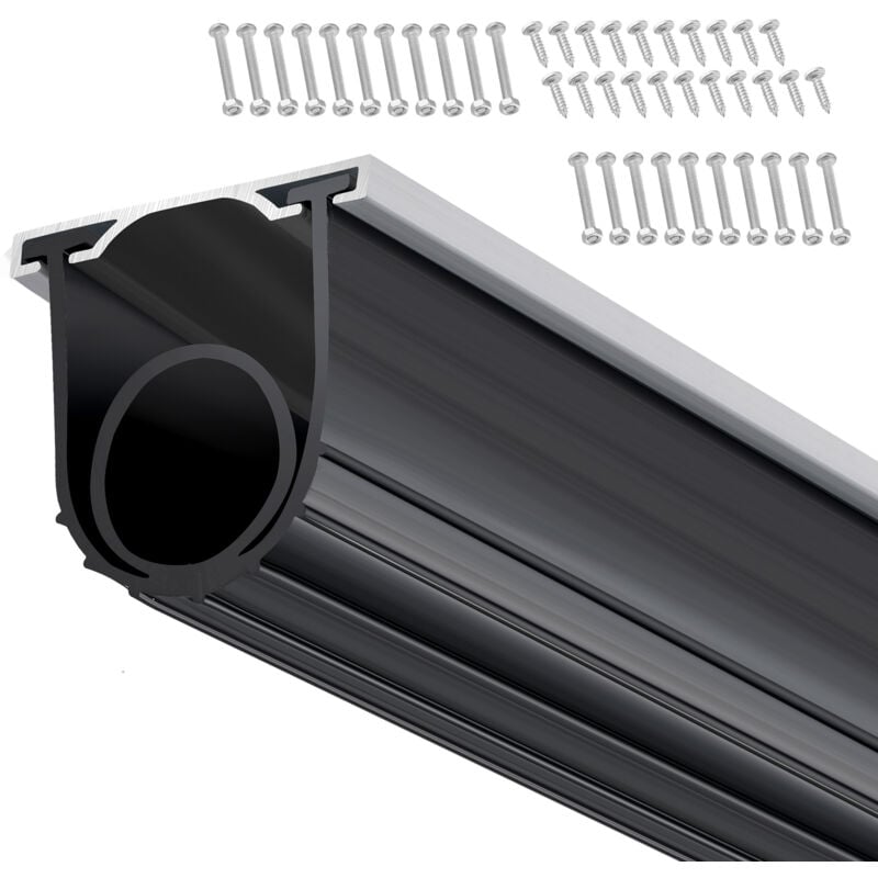 Joints de porte de garage noirs Mophorn en caoutchouc inférieur - Forme en u + joint torique avec kit pré-percé, 16 pi, extrémités en t de 5/16 po,