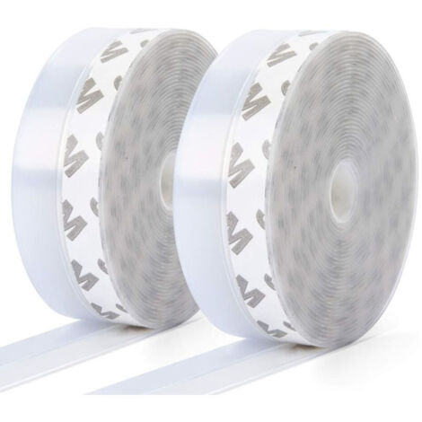 Joints d'étanchéité en silicone, lot de 2, joints autocollants pour bas de porte et fenêtre, transparents, anti-poussière, résistants aux intempéries, insonorisés - (10 m × 25 mm x 10 m)