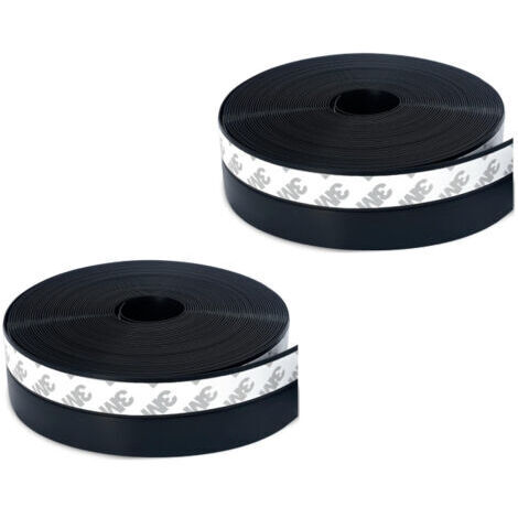 Joints en silicone, lot de 2, joints autocollants pour bas de porte et fenêtre, noirs, résistants à la poussière, aux intempéries, insonorisés - (10 m × 25 mm x 10 m)