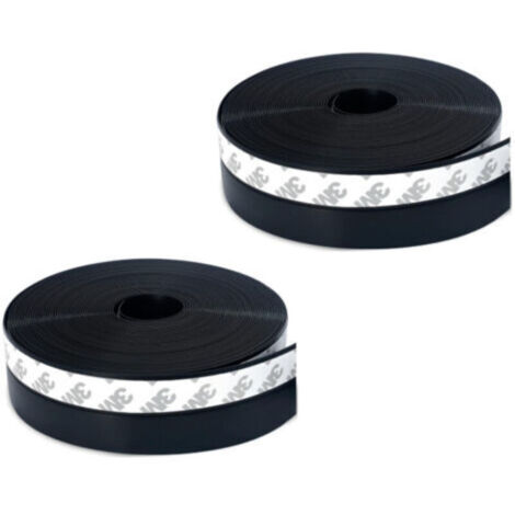 Joints en silicone, lot de 2, joints autocollants pour bas de porte et fenêtre, noirs, résistants à la poussière, aux intempéries, insonorisés - (10 m × 45 mm x 10 m)
