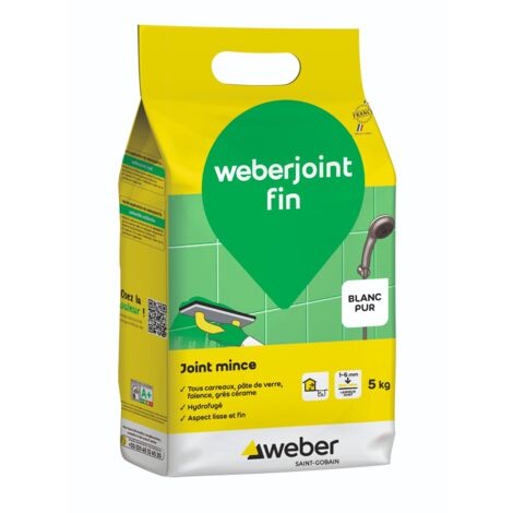 WEBER SAINT GOBAIN Joints minces carrelage mural Blanc pur 5kg Weberjoint fin , WEBER