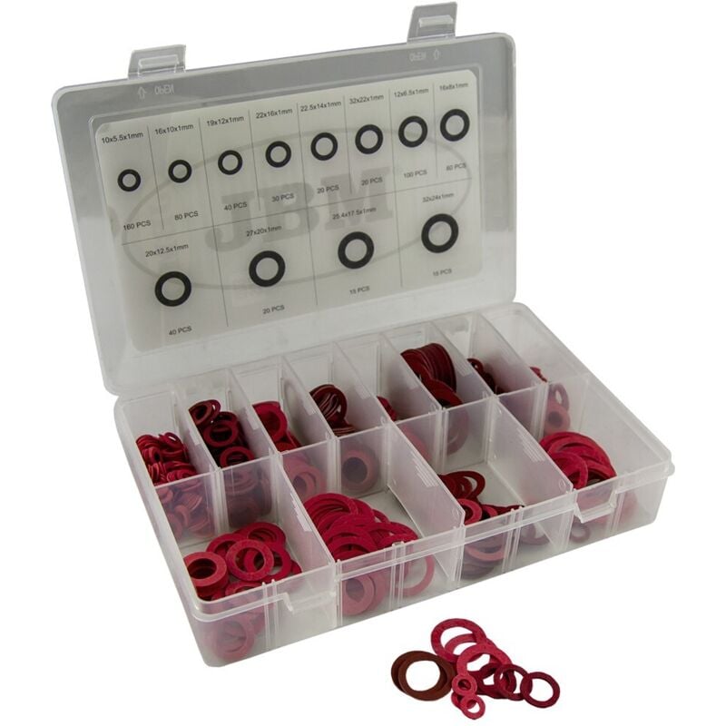 Coffret de 600 joints rondelles fibre assortiment