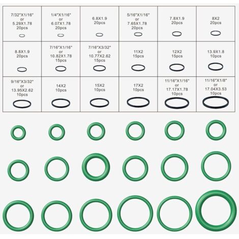 Joints Toriques 270PCS Kit 18 Taille Joints de Rechange Hydraulique Climatisation Bonne Étanchéité sur Des Raccords d'arrosage pour Porte Fenêtre Electroménagers Roulement Pompe Vert