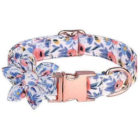 Joli collier chien floral avec accessoires métalliques, pour petite, moyenne, grande taille, femelle chiot animal domestique S