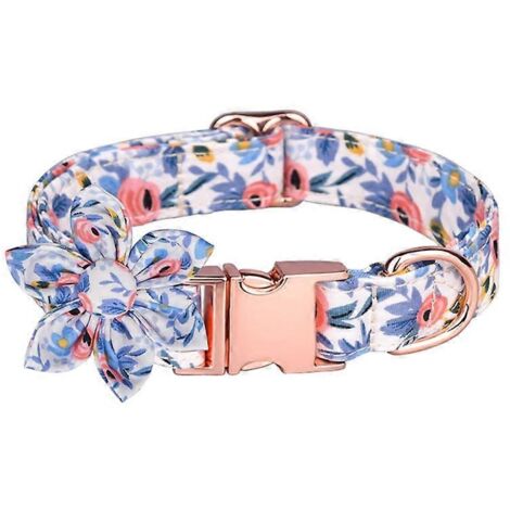 Joli collier pour chien à motif floral, avec accessoires métalliques, tailles petit, moyen, grand, pour chienne femelle, chiot, animal de compagnie