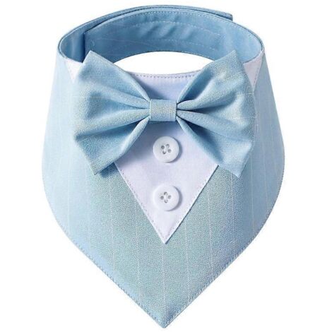 Joli collier réglable pour chat avec nœud papillon, costume grand nœud, rayures bleues, taille S.