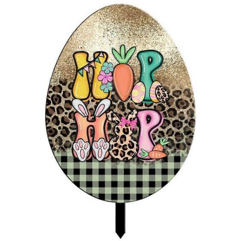 Joli décor de jardin acrylique de Pâques, carotte lapin piquet herbe décoration extérieure.
