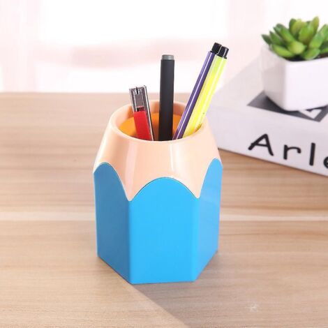 joli Porte-stylo  Tte De Crayon (bleu), Seau De Rangement Pour Bureau De Papeterie, Pot  Crayons, Pinceau De Maquillage, Vase, Porte-stylo Cratif,