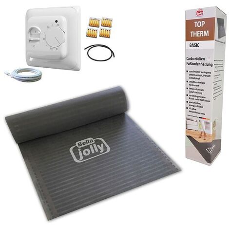 jollytherm Carbonfolienheizung-Set Top-Therm BASIC 2,75 m² - Heizmatte 5,5 x 0,5 m inkl. Anschlussleitung und Thermostatregler standard