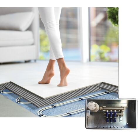 jollytherm Warmwasser Fußbodenheizung-Set Aquaheat Professional 5 m² - 2 Heizmatten 3,1 x 0,8 m inkl. Anschlussleitungen, Anschlussbox & RTL Regelventil - 10251