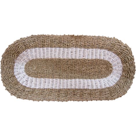 Jonc de Mer Ovale Blanc & Tan - Classique - 60x120cm- Vendu par 1
