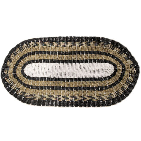 Jonc de Mer Ovale Noir. Blanc et Tan - Classique - 60x120cm- Vendu par 1