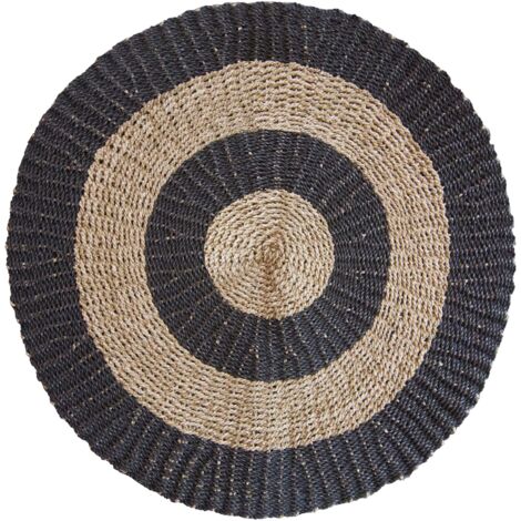 Jonc de mer rond noir et beige - Cercles - 1m- Vendu par 1
