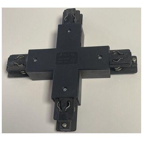Jonction en X noir 120x120mm pour rail monophasé 3 allumages 230V/440V 16A TRAJECTOIRE 231310