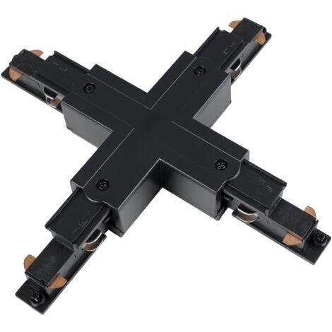 Jonction en X pour rail triphasé en saillie - compatible DALI - Noir