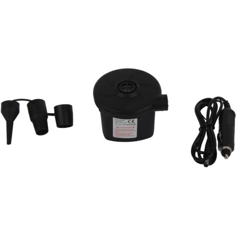 Jonlaki 12V Tragbare elektrische Pumpe, Hochgeschwindigkeits-Aufblas-/Ablasspumpe mit 3 Düsen für Matratzen, Spielzeug und Sportgeräte (Schwarz)