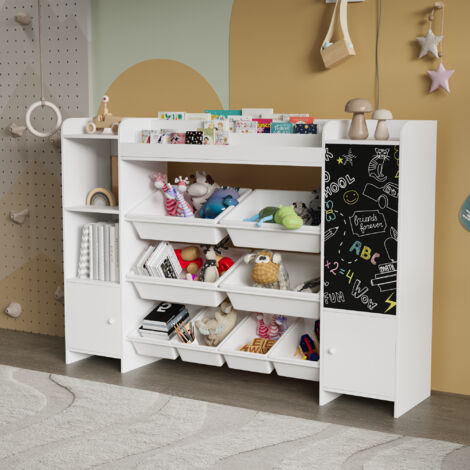 AIYAPLAY kinder kast, 4 planken, 2 opbergboxen, HDPE, 67 x 29 x 98 cm