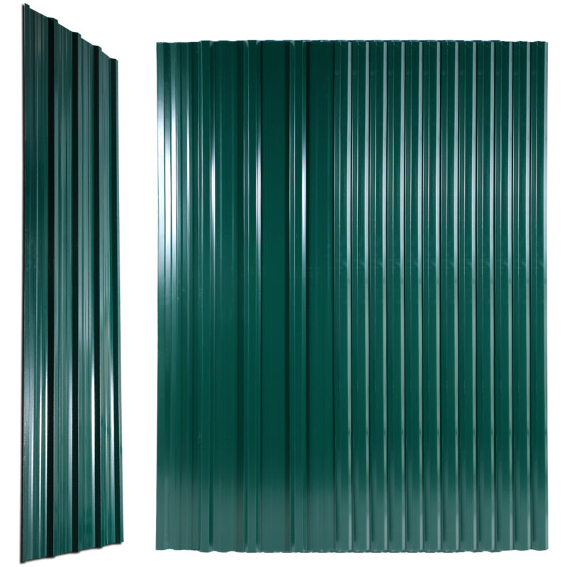 12x Tôles profilées ondulées revêtement mur toit abri de jardin, Gris, 129cm x 46cm = 7.12m² - Jopassy