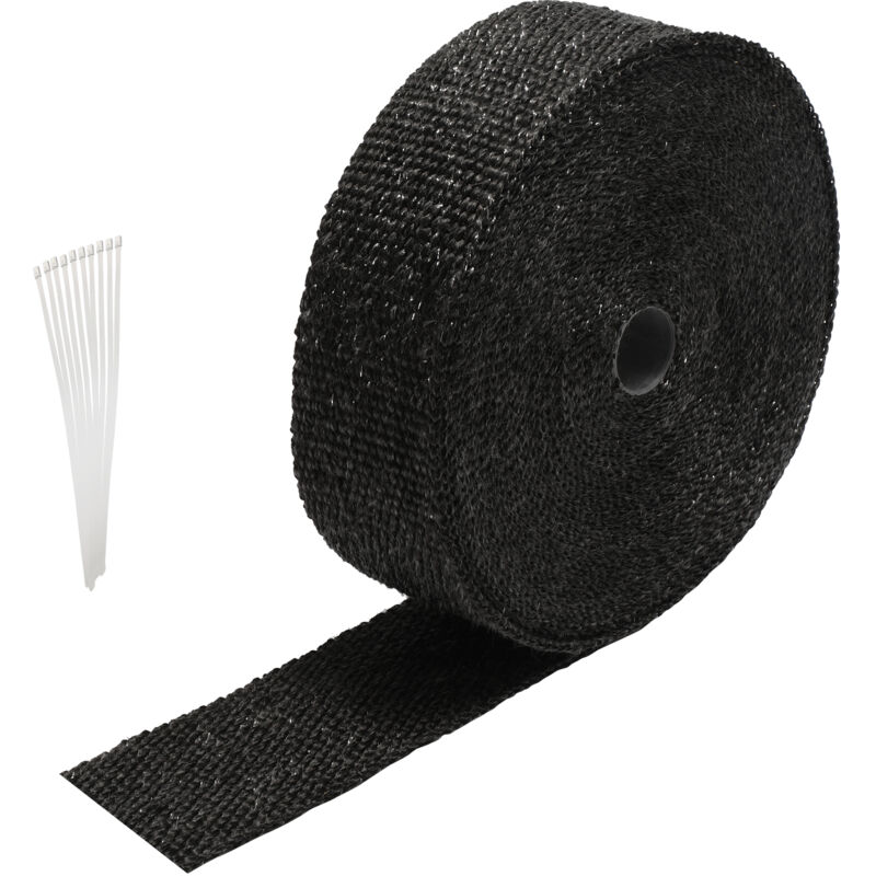 Jopassy 15M Bande Isolant Thermique Collecteur Echappement Noir Avec 12 Fixation des serre-câbles