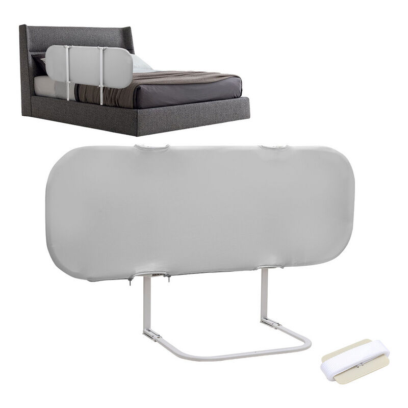 Jopassy - 2x Barrière de Lit Bébé Pliable 120 x 45 cm avec Sangles de Sécurité, Barrière de Protection Bébé, (Gris)