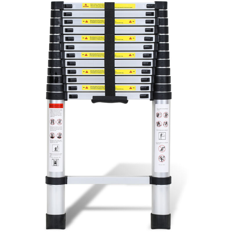 3,8m Echelle Télescopique Portable Multifonctions Aluminium Pliable avec Sac de Transport et Gants Charge max 150kg - Jopassy