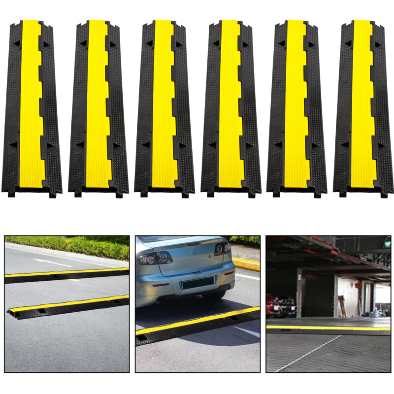 6 pièces Rampe Protection Câble sol 2 canaux canal de câble tuyau caoutchouc 100cm canal de sol - Jopassy