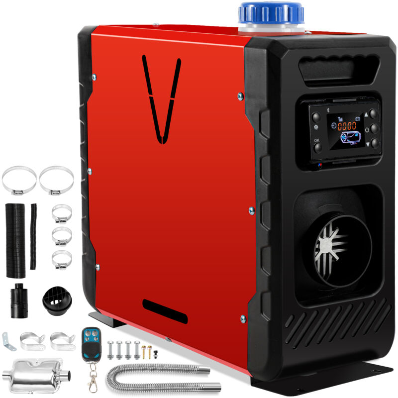 Jopassy - 8KW 12V Chauffage Diesel Portable Intégration 12V 24V contrôle Bluetooth Réchauffeur d'Air Diesel de Voiture pour rv Auto Camion Rouge