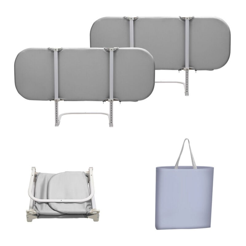 Jopassy - Barriera per lettino pieghevole 120 x 45 cm con cinghie di sicurezza, recinzione di protezione per bambini, (grigio)