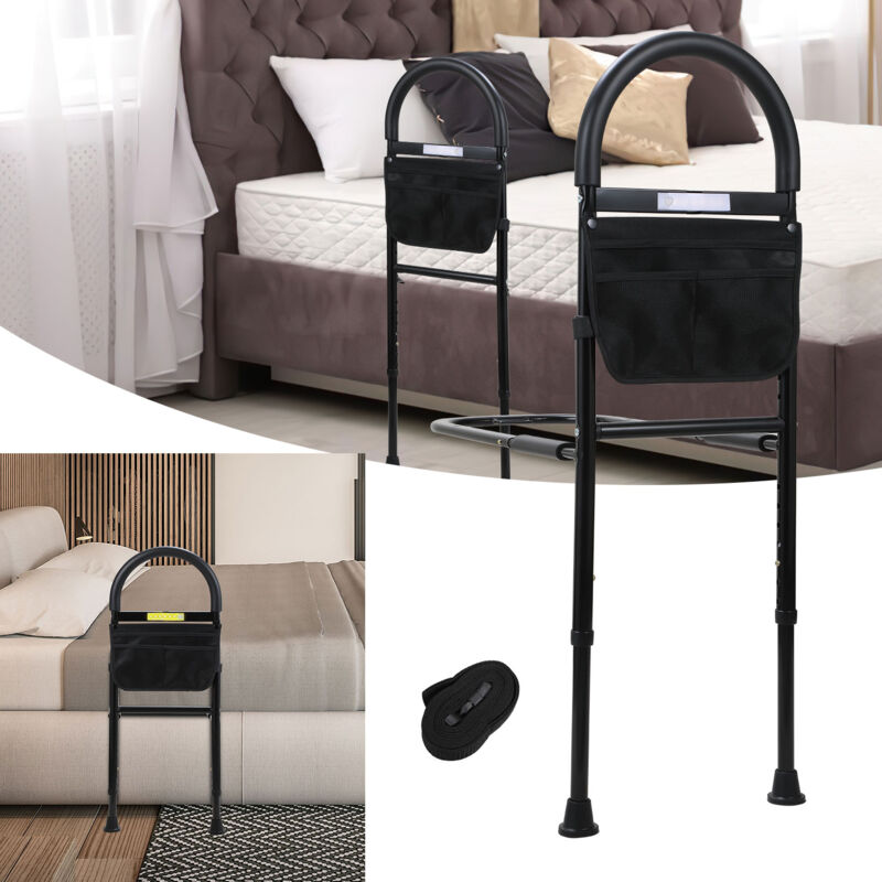 Jopassy - Barrière de lit Barrière anti-chute pour personnes âgées Poignée de maintien Barrière de lit avec sac de rangement amovible Barrière de lit