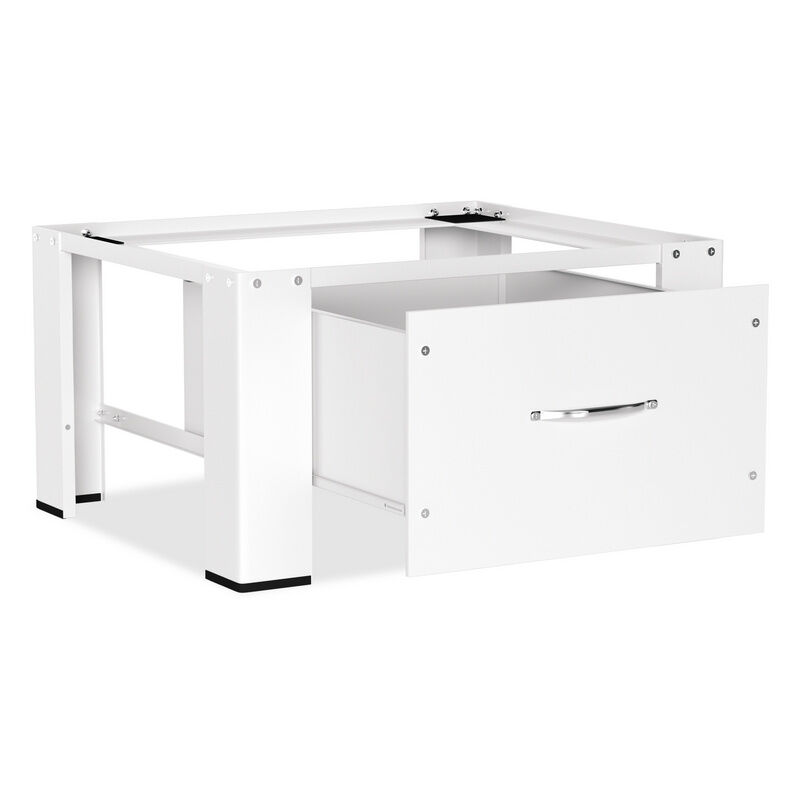Jopassy Base de Machine à Laver Socle pour machine à laver avec tiroir.jusqu'à 150 kg Acier Blanc Support de machine à laver