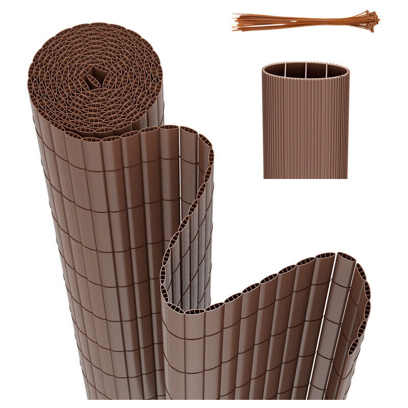 Canisse en pvc Canisse pvc pour jardin balcon terrasse. Balcon clôture brise-vent Marron 80 x 500cm - Jopassy