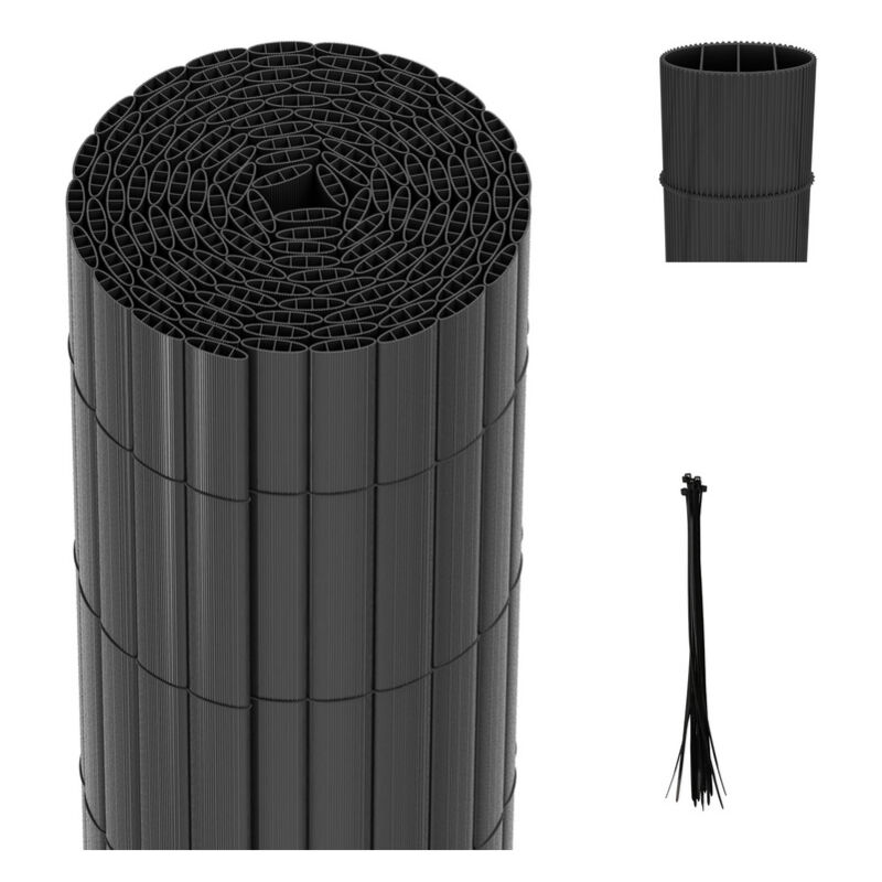 Canisse en pvc Canisse pvc pour jardin balcon terrasse. Balcon clôture brise-vent Gris 90 x 500cm - Jopassy