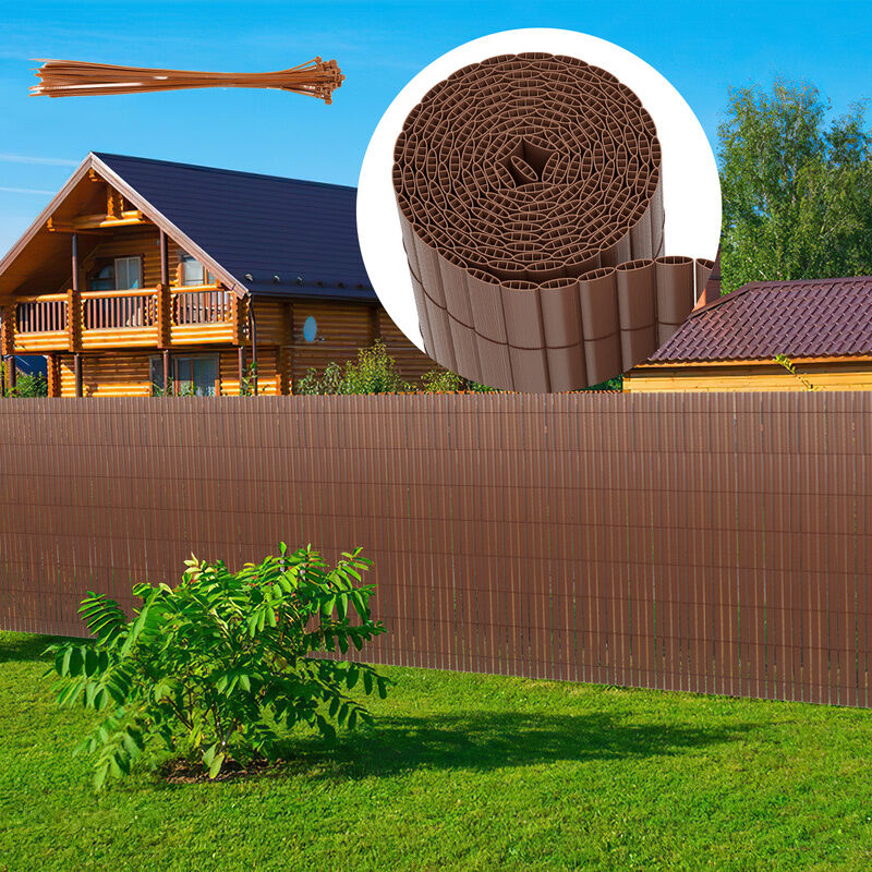Canisse en pvc Canisse pvc pour jardin balcon terrasse. Balcon clôture brise-vent Marron 180 x 400cm - Jopassy