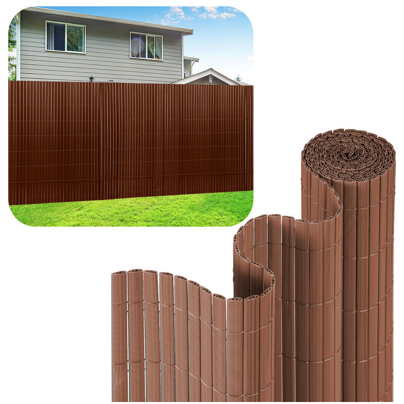 Jopassy - Canisse pvc Brise Vue, Paravent de Jardin, Piscines, Balcon Terrasse, Palissade en pvc Résistant aux uv, Intempéries, Marron 120 x 400 cm