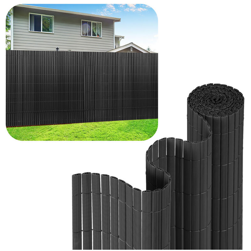 Jopassy Canisse PVC Brise Vue, Paravent de Jardin, Piscines, Balcon Terrasse, Palissade en PVC Résistant aux UV, Intempéries, Gris 80 x 300 cm