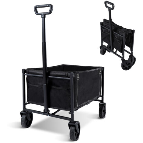 Jopassy Carrello da giardino Carrello pieghevole per il trasporto a mano, carico massimo 80 kg per campeggio, giardinaggio, shopping Nero