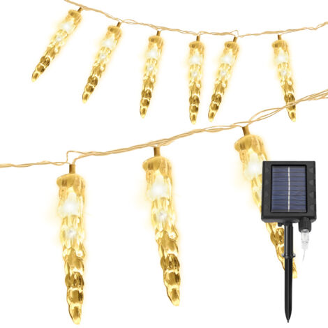 Jopassy Catena Luminosa Solare LED a Gocce di Ghiaccio 10 m 80 LED – Per Interni ed Esterni – IP44 – 8 Modalità – Bianco Caldo