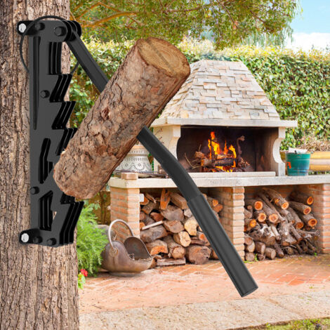 Jopassy Cortadora de leña manual con bolsa para estufa de leña y chimenea, color negro, mango extensible extraíble