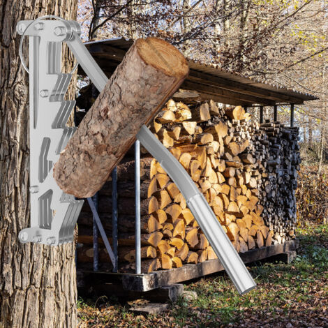 Jopassy Cortadora de leña manual con bolsa para estufas de leña y chimeneas, color plateado, mango no extraíble