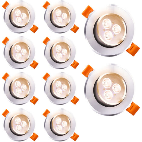 Jopassy Faretti da Incasso LED Orientabili 3W Tondi 85mm per Soffitto Soggiorno Camera Ufficio Cucina Bagno Bianco Caldo 3000K 10 Pezzi