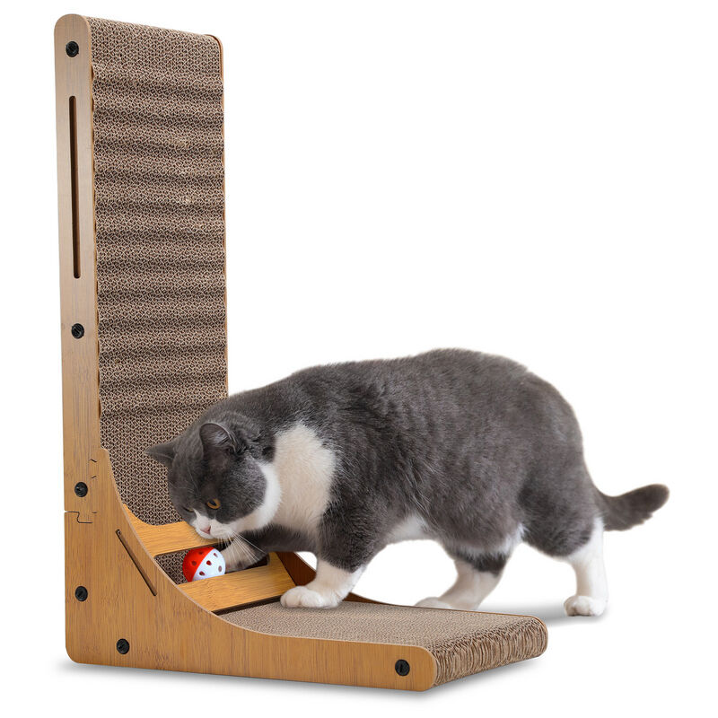 Jopassy - Griffoir pour chat Protection des bords Meuble à griffer en forme de l peu encombrant pour chats Avec cloche balle