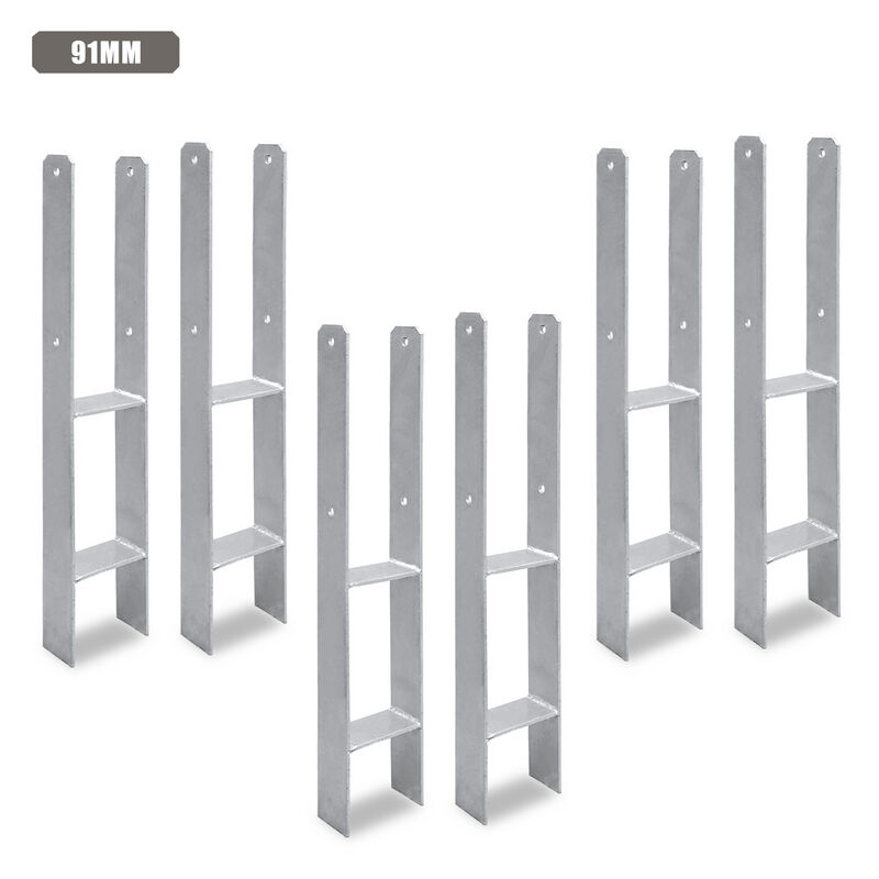 H-ancre Support de Poteau pour Carports Clôtures Support de Poteau en h Support à sceller 91MM 6 pieces - Jopassy