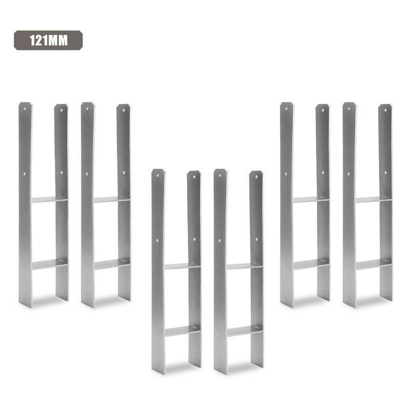H-ancre Support de Poteau pour Carports Clôtures Support de Poteau en h Support à sceller 121MM 8 pieces - Jopassy