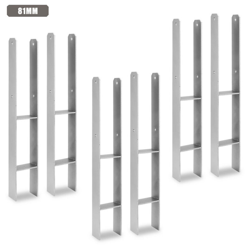H-ancre Support de Poteau pour Carports Clôtures Support de Poteau en h Support à sceller 81MM 6 pieces - Jopassy