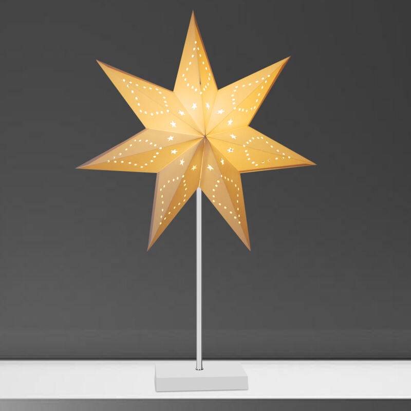 Jopassy - led Stella di Natale di carta Poinsettia Decorazione Luce Stella Stand Luce con supporto Bianco Caldo 65cm