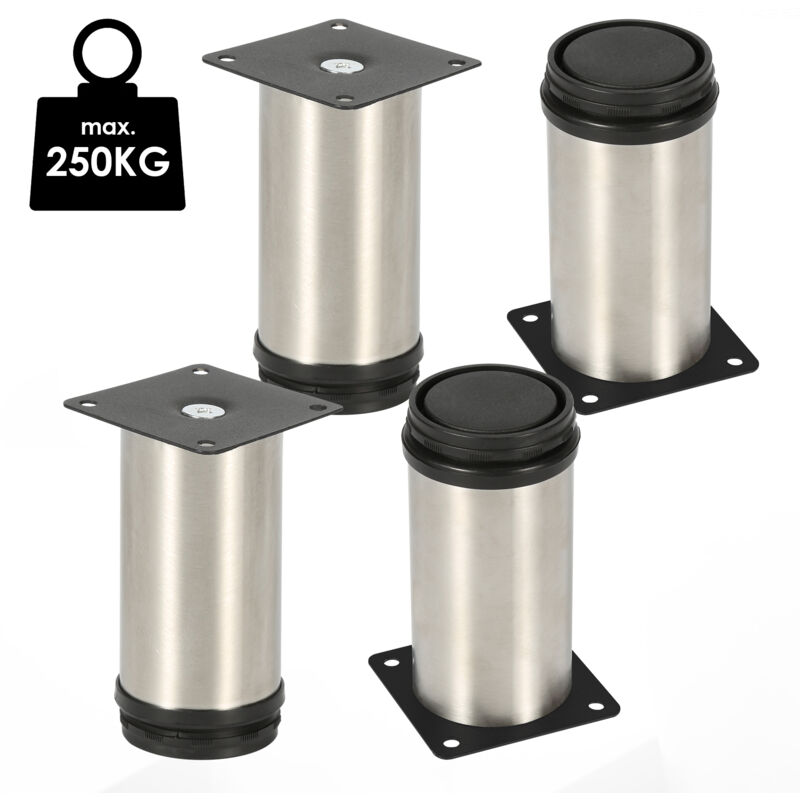 Jopassy - Lot de 4 Pieds de meubles ajustable ±15mm base ronde Moderne Pieds de Armoire pour Table Hauteur 150mm Inox