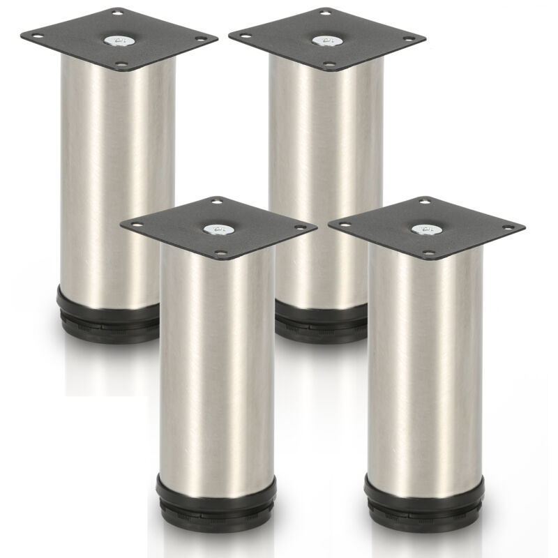 Jopassy - Lot de 4 Pieds de meubles ajustable ±15mm base ronde Moderne Pieds de Armoire pour Table Hauteur 200mm Inox